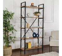 Dmora Libreria Martone, Scaffale da ufficio, Mobile portalibri, Biblioteca, 90x34 h180 cm, Noce e Nero