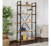 Dmora Libreria Martone, Scaffale da ufficio, Mobile portalibri, Biblioteca, 90x34 h180 cm, Pino e Nero