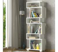 Dmora Libreria Panopea, Scaffale da ufficio, Mobile portalibri, Biblioteca, 60x20h165 cm, Bianco