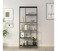 Dmora Libreria Papaya, Scaffale da ufficio, Mobile portalibri, Biblioteca, 80x30 h188 cm, Ardesia