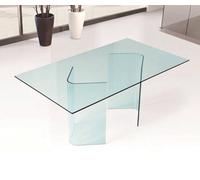 Dmora Mesa de Comedor AlcalalaRe, Mesa de Comedor, Mesa de Cocina, Escritorio de Oficina Rectangular, 180x90h78 cm, Transparente