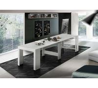 Dmora Mesa de Comedor Moderna, Fabricada en Italia, Extensible hasta 12 plazas, con alargadores, 51 x 90 x 77 cm (hasta 300 cm), Color Blanco Brillante alerce, Larice