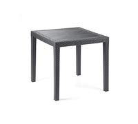 Dmora Mesa de Exterior Cuadrada, Estructura en Resina Dura con Efecto Rattan, Made in Italy, 80 x 80 x 72 cm, Color Antracita