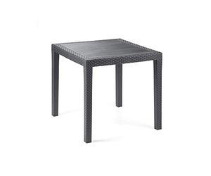 Dmora Mesa de Exterior Cuadrada, Estructura en Resina Dura con Efecto Rattan, Made in Italy, 80 x 80 x 72 cm, Color Antracita