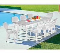 Dmora - Mesa de Exterior Mercurio, con Estante Rectangular, Mesa Extensible para jardín o Bar, 100% Fabricada en Italia, 160-220 x 90 x 74 cm, Color Blanco
