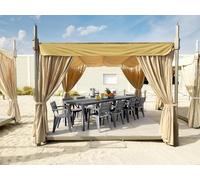 Dmora - Mesa de Exterior Varda, Base para pícnic, Superficie de Comedor de jardín multiposición, Banco Exterior Multiusos, Fabricada en Italia, 292 x 86 x 74 cm, Antracita
