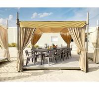 Dmora - Mesa de Exterior Varda, Base para pícnic, Superficie de Comedor de jardín multiposición, Banco Exterior Multiusos, Fabricada en Italia, 292 x 86 x 74 cm, Color Gris