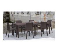 Dmora Mesa de jardín Dmains, Mesa de comedor extensible rectangular, Mesa de jardín extensible efecto ratán, 100% Made in Italy, 150x90h72 cm, Marrón