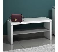 Dmora Mobile da ingresso Brazzaville, Entratina appendiabiti, Composizione per atrio, Consolle portaoggetti multifunzione, Made in Italy, 80x40h40 cm, Bianco lucido e Antracite