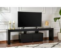Dmora Mobile Porta TV Govone, Credenza da soggiorno, Armadio Basso per TV, Base parete attrezzata, 180x31 h50 cm, Nero