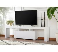 Dmora Mobile Porta TV Govone, Credenza da soggiorno, Armadio Basso per TV, Base parete attrezzata, 180x31 h50 cm, Bianco