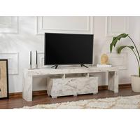 Dmora Mobile Porta TV Govone, Credenza da soggiorno, Armadio Basso per TV, Base parete attrezzata, 180x31 h50 cm, Marmo
