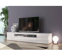 Dmora Mobile Porta TV Jesse, Credenza Bassa da soggiorno a 3 Ante, Base Porta televisione, 100% Made in Italy, cm 200x40h37, Bianco lucido