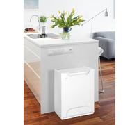 Dmora Pattumiera Antoing, Cestino portarifiuti, Bidone per raccolta differenziata, Cestino spazzatura, 100% Made in Italy, 34x29h47 cm, Bianco