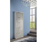Dmora Scarpiera Margherita, Mobile Multiuso da ingresso con 5 Ante a ribalta, Armadietto portascarpe Moderno, 100% Made in Italy, 67x18h184 cm, Cemento e Bianco