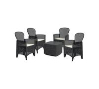 Dmora Set salotto da esterno Anagni, Salottino Outdoor o Indoor, 4 poltrone con braccioli con un tavolino contenitore, Made in Italy, Antracite