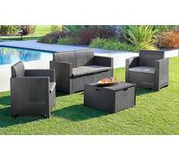 Dmora Set salotto da esterno Venere, Salottino Outdoor, Set da balcone o giardino, Composizione soggiorno per esterni, Made in Italy, Antracite