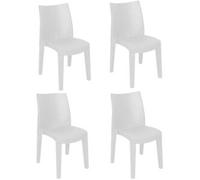 Dmora Sillas de Jardín Dmaldin, Juego de 4 asiento de jardín, Silla para mesa de comedor, Sillón de exterior efecto ratán, 100% Made in Italy, 48x55h86 cm, Blanco
