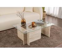 Dmora Tavolino da salotto Illasi, Tavolo Basso da caffè, Portariviste per divano, Ripiano da soggiorno, 105x65 h40 cm, Beige