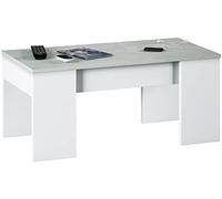 Dmora Tavolino da salotto Oceanside, Tavolino da caffè con Piano elevabile, Tavolo Basso da soggiorno, 100x50h45/56 cm, Bianco e Cemento