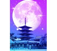 DMQBT 1500 Piece Rompecabezas para Adults - Divertido Juguete Rompecabezas para Adultos - Japanese Architecture and The Moons Art Poster - Juegos para Reducir El Estrés Familiar - Xu475Tw