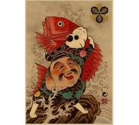 DMQBT 1500 Piezas Adult Rompecabezas - Japanese Tattooed Cat Art Oil Painting - Family Decoración del Hogar - Rompecabezass para Adults 1500 Piezas - - Hx237Zw