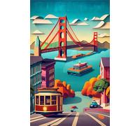 DMQBT 1500 Piezas Puzzle - Fotos - Gifts - Colorful Puzzle - San Franciscos Travel Art Vintage Póster - Juguetes Desafiantes Y Divertidos para Toda La Familia - Ns96Zk