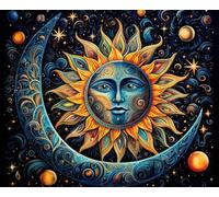 DMQBT Colorful ，1500 Piezas Adult Rompecabezas ，Abstract Painting of The Sun and Moons ，Decoración De Arte Mural ，Difficult Rompecabezas 1500 Piece para Adults Challenge - Xu471Tw