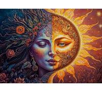 DMQBT Colorful ，1500 Piezas Adult Rompecabezas ，Abstract Painting of The Sun and Moons ，Decoración De Arte Mural ，Difficult Rompecabezas 1500 Piece para Adults Challenge - Xu472Tw