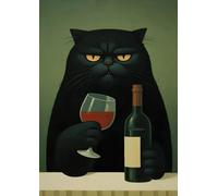 DMQBT Poster Art Rompecabezas 1500 Piezas - Cat and Wine Glasss Fun Abstract Oil Painting - Juguetes De Juegos Personalizados para Niños Y Adultos - 1500 Piece Rompecabezas para Adults - Xu337Tw