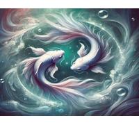 DMQBT Rompecabezas para Adultos 1500 Piezas - 1500 Piezas Difficult - Tai Chi Yin.Yangs Fishs Art Painting - Rompecabezas Gifts para The Family - Jy170Zp