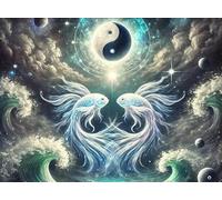 DMQBT Rompecabezas para Adultos 1500 Piezas - 1500 Piezas Difficult - Tai Chi Yin.Yangs Fishs Art Painting - Rompecabezas Gifts para The Family - Jy173Zp