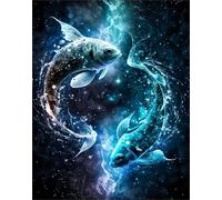 DMQBT Rompecabezas para Adultos 1500 Piezas - 1500 Piezas Difficult - Tai Chi Yin.Yangs Fishs Art Painting - Rompecabezas Gifts para The Family - Jy175Zp