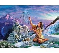 DMQBT Rompecabezas para Adults 1500 Piece ，Colorful ，Nativess India and Wolfs Abstract Oil Painting ，Adult Family Stress Relief Rompecabezas Toys - Xu760Tw