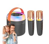dmqdu Máquina de karaoke para altavoz inalámbrico de karaoke, juguete portátil para máquina de karaoke, juguetes con 2 micrófonos inalámbricos para adultos y familia