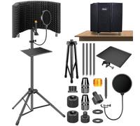 Dmsky Escudo de aislamiento de micrófono, filtro antipop, soporte de trípode, plegable, triple aislamiento acústico, alta densidad, para estudio de grabación, pódcast, canto, difusión