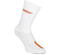 DMT Calcetines clásicos de ciclismo de carreras, Blanco/Naranja, L-XL