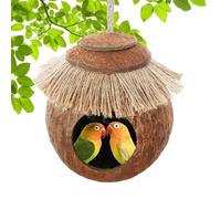 Dmuzsoih 12x6CM Jaula para Pájaros De Coco con Cubierta Tejida - Cama De Pájaro De Coco Natural, Coco De Periquito, Cáscara De Coco De Pájaro Casa, para Pájaros para Ardilla Pinzones