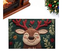 Dmuzsoih Felpudo De Navidad con Reno - Suave Felpudo Antideslizante Y Lavable 60 Cm X 44 Cm,Decoración De Alfombra De Alce para Exterior Navideña,para Porche Entrada Hogar Dormitorio Sala De Estar