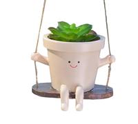 Dmuzsoih Maceta Colgante Oscilante - Contenedor Suspendido Sonriente | Jardineras de Interior y Exterior con Drenaje | Para Plantas De Interior Orquídea Bonsái Cactus Monstera Aloe Jardín Patio Porche