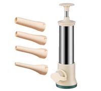 Dmuzsoih Tubos de relleno de salchichas, máquina manual de acero inoxidable, herramienta de llenado de salchichas con 4 tubos de relleno, suministros de cocina