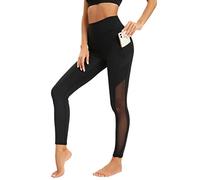 Dmwhsy Leggings de Entrenamiento de Malla para Mujer con Bolsillos Laterales Control de Barriga Entrenamiento Leggings para Correr Pantalones de Yoga de Cintura Alta