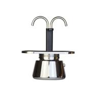 DMWLZHO Cafetera italiana mini moka de 200 ml, doble tubo, de acero inoxidable 304, portátil, compatible con inducción.(200ML)