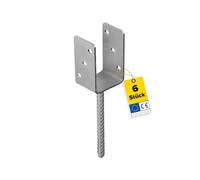 DMX - Soporte en U para postes - Juego de 6 anclajes para postes - Conector de madera - Zapata de viga con perfil en U - Soporte de poste 80x80 - Soporte de poste para empotrar en hormigón - Base de