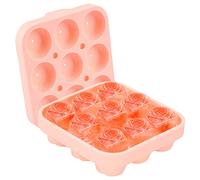 DMZK Cubiteras para Hielo con Tapa, 9 Cavidades, Moldes de Cubitos Hielo Silicona Sin BPA, Fácil de Quitar y Apilables Bandejas de Cubitos de Hielo para Cócteles, Whisky, Bebés, Rosa