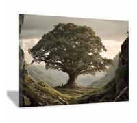 DMZPKZB áRbol Del Mundo Sagrado MitologíA NóRdica ImáGenes Murales PóSter Arte antiguo de árboles de montaña Grande Cuadros Modernos Lienzo，Cuadro Decorativo Para Sala（Multicolor-30x45cm Enmarcado