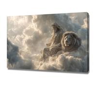 DMZPKZB Arte mural de Jesucristo Estatuas, imágenes de Leones Arte mural con pintura vintage, decoración religiosa,para sala de estar, dormitorio, oficina, iglesia（Blanco-70x100cm Enmarcado