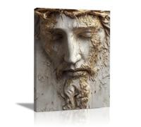 DMZPKZB Arte mural de Jesucristo Imagen de la estatua de Jesús Arte mural con pintura vintage, decoración religiosa,para sala de estar, dormitorio, oficina, iglesia（Blanco-60x90cm Enmarcado