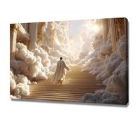 DMZPKZB Arte mural de Jesucristo Jesús y el Reino de Dios Arte mural con pintura vintage, decoración religiosa,para sala de estar, dormitorio, oficina, iglesia（Blanco-30x45cm Enmarcado