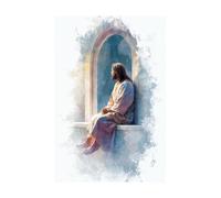 DMZPKZB Arte mural de Jesucristo Retrato de Jesús Arte mural con pintura vintage, decoración religiosa,para sala de estar, dormitorio, oficina, iglesia(Blanco-80x120cm Sin marco